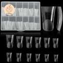 120Pcs Matte Dual Nail Forms,Duck Shape Extension Poly Nail Gel Nail Forms Full Cover Nail Molds 12 Sizes for Solid Nail Gel Glue Nail Art Design Salon & DIY