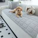 UYEAOVLX Couch Cover for Pet Washable Non-Slip Fuzzy Sofa Cover, Geometric Dog Couch Cover Protector Pet-Friendly Cushion Mat for Couches and Sofas (Light Grey, 27.6'' x 70.9'')