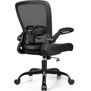 FelixKing Office Chair - Ergonomic Desk Chair with Adjustable Height, 360 Swivel, Flip-up Armrests, Flexible Tilt, Comfy Breathable Cushion and Fabric, Lumbar Support, for Home Conference Room Office (FK918, Black)