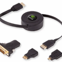 ReTrak Retractable Universal HDMI Cable Kit With 3 Adapter Tips - 816983010055