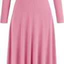 PRETTYGARDEN Women's 2 Piece Outfits Matching Skirt Set | Cozy Ribbed Knit, Long Sleeve Shirts, Crop Tops, Flowy Long, A Line Maxi Skirts, Lounge Sets, Vacation, Fall Spring Clothes (Pink, XS)