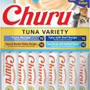 INABA Churu Cat Treats, Grain-Free, Lickable, Squeezable Creamy Pure Cat Treat/Topper with Vitamin E & Taurine, 0.5 Ounces Each Tube, 40 Tubes, Tuna Variety Box (EXP 11/24/25)