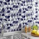 LaCheery 12"x12" Hexagon Peel and Stick Backsplash Blue and White Kitchen Backsplash Tiles Peel and Stick Tile Back Splash for Kitchen Bathroom Wall Tile Stickers Triangle Diamond Back Splash 4 PCS