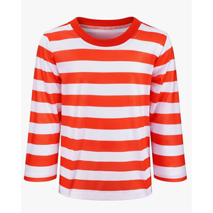 Kids Costume Shirt Boy Girls Short Sleeve Striped Top Halloween Cosplay 7-8 Years