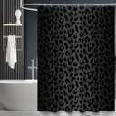 Leopard Shower Curtain (72" x 72"), Black Cheetah Print Polyester Fabric Shower Curtain Set for Bathroom with 12 Hook