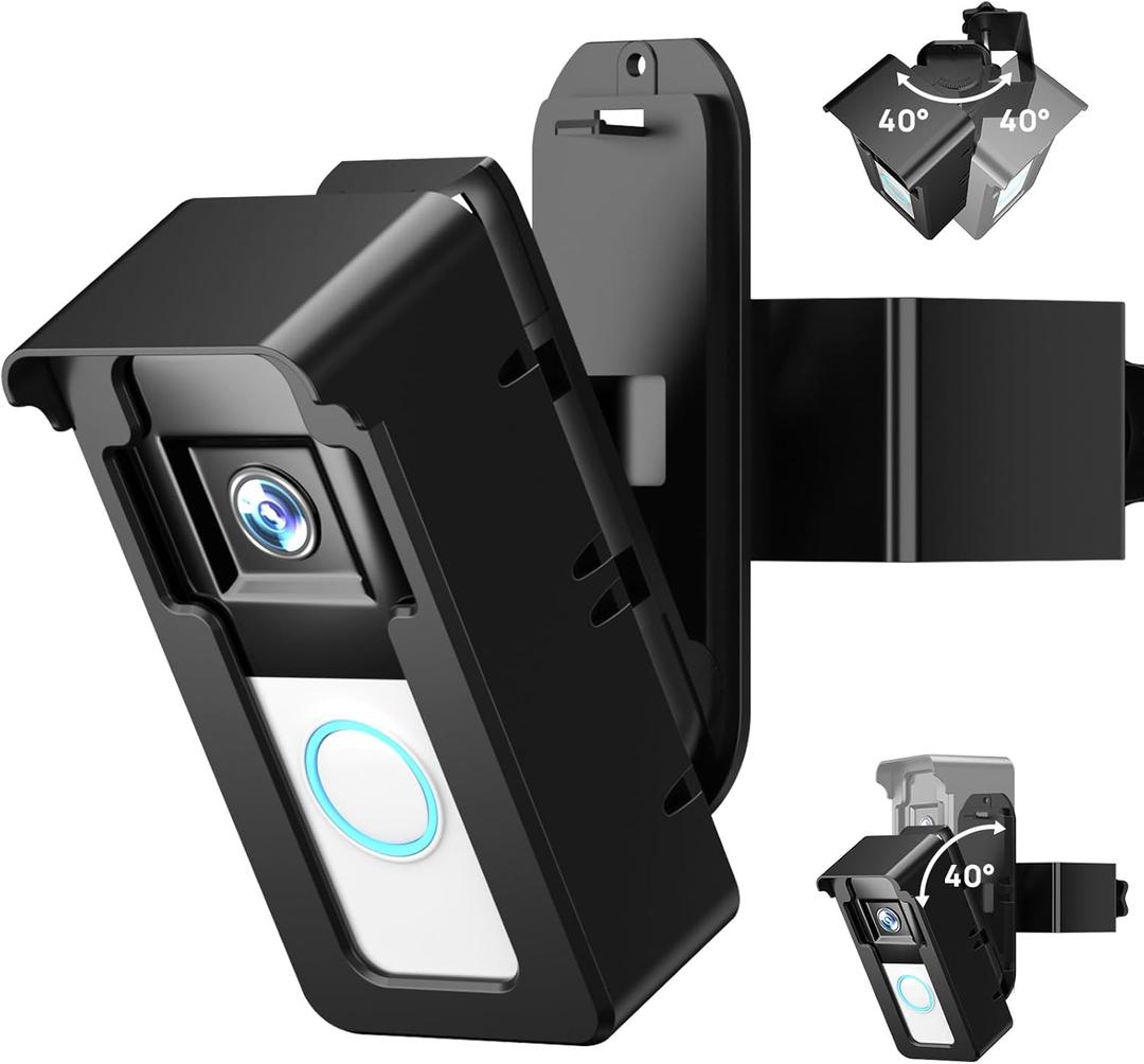 Video Doorbell Mount for Ring/Blink, NBBX 2025 Upgrade Doorbell Camera Mount with Triple-Direction Adjustment Design, No Drill Angle Holder Accessories for Home Apartment (Black)