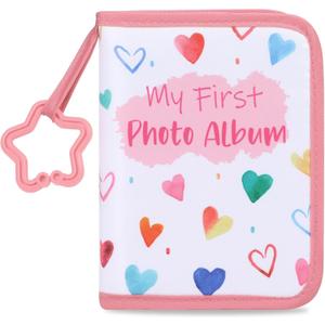 Baby's My First Family Album Soft Photo Cloth Book Pink Heart My First Book of Photos Baby Memory Album Gift Holds 4x6 Pictures for Babies Newborn Toddler & Kids Baby Shower