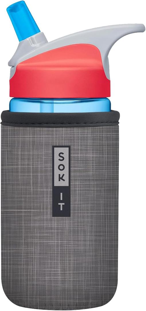 2 x Sok It BotlSok Water Bottle Sleeve Insulated Neoprene Cover (Anthracite, Fits 12oz CamelBak or Nalgene)