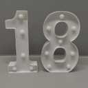 Treela 8.7'' Birthday Decorative LED Light up Numbers, Glitter Marquee Number Sign for Night Birthday Party Decorations Anniversary Bar LED Sign Backdrop Wall Table Centerpieces(18th,White)