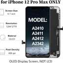 OLED Screen for iPhone 12 Pro Max Screen Replacement 6.7 inch [OLED, NOT LCD], 3D Touch Display Full HD Digitizer Frame Retain Face ID Full Assembly A2411 A2342 A2410 A2412 with Repair Tools Kit