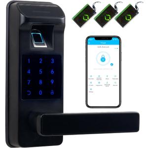 Harfo Smart Door Lock, Heavy Duty 5 in 1 Keyless Entry Door Lock, Full App Control Digital Keypad Lock, Reversible Handle with Fingerprints and Passcodes for Family/Office/Apartment (Black) Harfo Smart Door Lock, Heavy Duty 5 in 1 Keyless Entry Door Lock, Full App Control Digital Keypad Lock, Reversible Handle with Fingerprints and Passcodes for Family/Office/Apartment (Black)