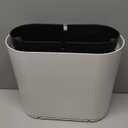 KLGO 2.4 Gallon Slim Plastic Trash Can Wastebasket,10 Liter Rectangular Double Barrel Garbage Container Bin for Bathroom,Bedroom, Kitchen and Office,Removable Liner Bucket,White