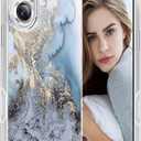 Fiyer Marble Case for iPhone 17 5G, Soft Silicone Clear TPU Case for Women, for iPhone 17 Cute White Blue Marble Pattern Anti-Scratch Shockproof Protective Cover for iPhone 17 6.3-inch 