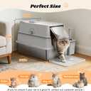 Stainless Steel Litter Box | Enclosed Cat Litter Box with Lid for Big Cats | High Sided Metal Litter Boxes | 100% Anti-Urine Leakage | Odor Control | Non-Stick with Litter Mat & Litter Scoop Set