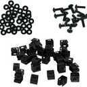 TCH Hardware 20 Pack Black Cage Nuts 10-32 - 3/4" Screws & Washers - for Rack Mount Server Audio Cabinets