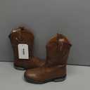 Rollda Kids Cowboy Boots for Boys Girls Western Square Toe Cowgirl Boots with Walking Heel (Toddler/Little Kid/Big Kid) (Dark Brown)