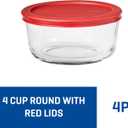 Anchor Hocking SnugFitTM Round Food Storage Containers with Lids (4-Piece, 4-cup, Red, oven-safe)