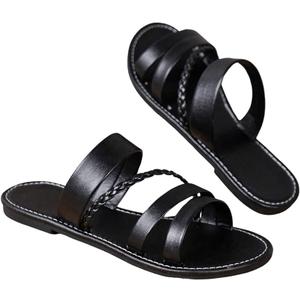 Rihero Women's Strappy Flat Sandals Summer Lace Up Open Toe Comfortable Slip-On Ankle Strap Sandals, Size 38