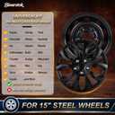 15 Inch Universal Hubcaps, Glossy Black Wheel Covers, Set of 4