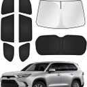 Canvcle Sunshades for 2024-2025 2026 Toyota Grand Highlander Accessories Windshield Sun Shade Side Rear Window Shade Cover Sun Visor Shield Privacy Protection for Camping Keep Vehicle Cool Black 8PCS