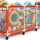 Jotesnew 365 Gallon 103" L Extra Large Swimming Pool Storage Bin, Pool Noodles Holder, Toys, Floats, Balls and Floats Equipment Mesh Rolling Storage Organizer Bin, 103" Lx32 Wx35 H (Orange)