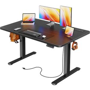 Huuger 47 X 24 Inch Electric Standing Desk with Power Outlets and USB-C Port, Height Adjustable Desk, Sit Stand Desk for Home Office, Computer & Gaming Desk with 4 Presets, Stable Steel Frame, Black, 47.2 x 23.6 inch