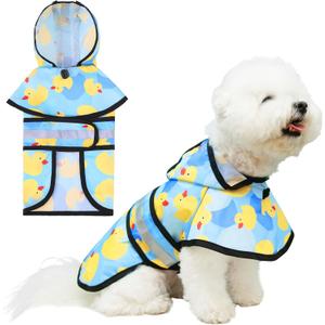 KOOLTAIL Dog Raincoat Hooded Slicker Poncho with Leash Hole, Raincoat for Small Medium Dogs, Waterproof Doggie Rain Jacket with Reflective Strip, Adjustable Breathable Puppy M (2 Pack)