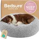 Bedsure Calming Dog Bed for Dogs - Donut Washable Pet Bed, 36 inches Anti-Slip Round Fluffy Plush Faux Fur Dog Bed, Fits up to 80 lbs Pets, Pale Grey