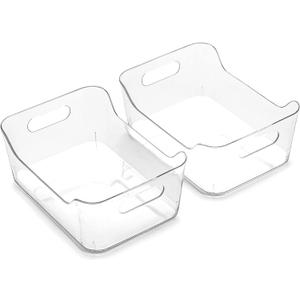 BINO | The SOHO Collection Plastic Storage Bins, X-Small - 2 Pack, Clear | Pantry and Fridge Organizer Containers, Kitchen Cabinet and Medicine Cabinet Bins