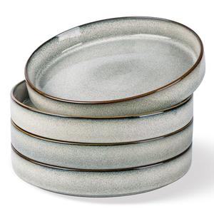 GBHOME 9'' Large Ceramic Pasta Bowls, 32oz Stoneware Pasta Serving Bowls Set of 4 for Kitchen, Wide Bowls for Fruit,Pasta,Salad,Oatmeal,Meal, Microwave Safe, Reactive Glaze-Green Wheat