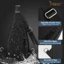 JASGOOD Sling Bag for Men Women, Crossbody Bag Faux Leather Fanny Pack Waterproof Chest Bag Backpack for Travel,Hiking