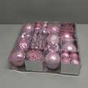 62pcs Pink Christmas Balls Ornaments Set - 3.15" Big Christmas Balls - Shatterproof Plastic Decorative Baubles for Xmas Tree Decor Holiday, Wedding, Party Decoration (Pink)