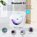 MICOCIOUS Bluetooth Portable Home CD Music Player with Remote Control, Timer, Built-in Speakers and LED Display - FM Radio Boombox (White)