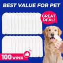 2 x Wellix 100 Count Dog Teeth Cleaning Wipes for Dogs & Cats - Natural Formula Dental Care Finger Wipes Reduces Dog Plaque, Tartar & Bad Breath - No-Rinse Disposable Dog Dental Wipes