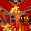 Funtery 48 Pcs Flameless LED Taper Candles Battery Operated Candles Bulk Realistic LED Candlesticks Flickering for Wedding Church Graduation Party Home Decor(Red,Classic Style)