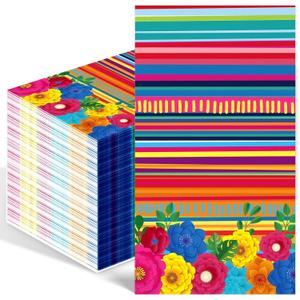 100PCS Mexican Fiesta Paper Napkins Disposable Hand Towels for Bathroom 3 Ply Cinco De Mayo Guest Napkins Colorful Fiesta Floral Stripe Dinner Napkins for Wedding Birthday Mexico Taco Party Supplies