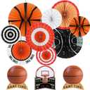 Basketball Party Decorations Kit - Basketball-Themed Paper Fans & Table Centerpiece Set, for Basketball Birthday Party & Supplies