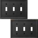 OKAWYC Triple Toggle Light Switch Cover Luca Metal Wall Plate, 2-Pack Aged Bronze 3 Gang, Light Switch Cover Decorative Wallplate, Durable