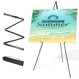 Easel Stand for Wedding Sign & Poster Display 63'' Portable Art Easel for Floor Adjustable Metal Easel Black