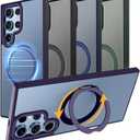 MAGIC JOHN Magnetic Case for Samsung Galaxy S22 Ultra Case [Compatible with Magsafe] [with 360 Rotatable Magnetic Metal Stand][Military Grade Shockproof] Anti Yellowing,Purple