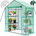 Greengro Greenhouse, 28 x 57 x 76'' Greenhouses for Outdoors, Small Plant Green House with Screen Windows, 3 Tiers 4 Shelves, Durable PE Cover, Plastic Portable Walk in Greenhouses for Outside Indoor