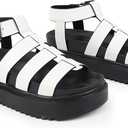 Chunky Sandals For Women,Platform Sandals For Women,Ankle Strap Casual Open Toe Arch Support Sandals (10, White)
