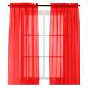 Elegant Comfort 2-Piece Sheer Panel with 2inch Rod Pocket - Window Curtains 50-inch  X 46-inch  - Red