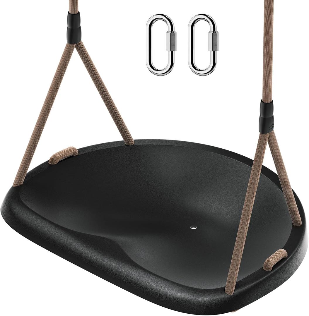 Black Rope Swing Seat for Adults and Toddler,Heavy Duty Tree Swing with Ergonomic Design,Height Adjustable for Indoor Outdoor Backyard Patio Garden Easy Installation