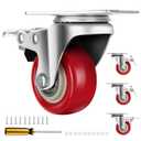 Caster Wheels 2 Inch, Heavy Duty Caster Wheels Set of 4, Swivel Castor Wheels with Dual Locking Brakes, Silent Polyurethane (PU), 360 Rotation, for Furniture and Workbench, Load 600lbs