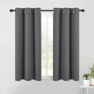 NICETOWN Bedroom Curtains Blackout Drapery Panels, Three Pass Microfiber Thermal Insulated Solid Ring Top Blackout Window Curtains/Drapes (Two Panels, 42 x 54 Inch, Gray) (Grey)