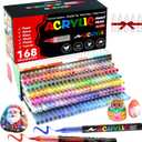 168 Colors Acrylic Paint Markers, Soft Brush Tip Acrylic Markers Set, Paint Pens for Wood, Fabric, Canvas, Glass, Stone, Canvas, Rock Painting and DIY Crafts Art Supplies