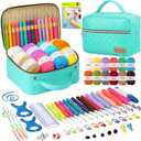 Yarniss Crochet Kits for Beginner, All-Inclusive Crochet Kit for Adults with 14 Size Ergonomic Crochet Hooks,12 Crochet Yarns Balls & Crochet Bag (Green)