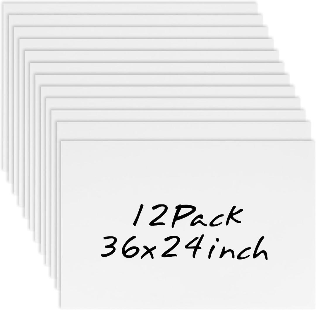 12 Pack 24'' x 36'' Large White Corrugated Plastic Sign Blank Poster Board Double Sided for Outdoor Garage Sale, Rent, Birthday Party, Guidepost Decorations