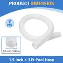 1.5 Inch x 3 ft Pool Skimmer Hose for Intex Above Ground Pool Skimmer Pump Replacement #10531 25016, 1-1/2 Inch Surface Skimmer Transfer Hose - 2 PCS